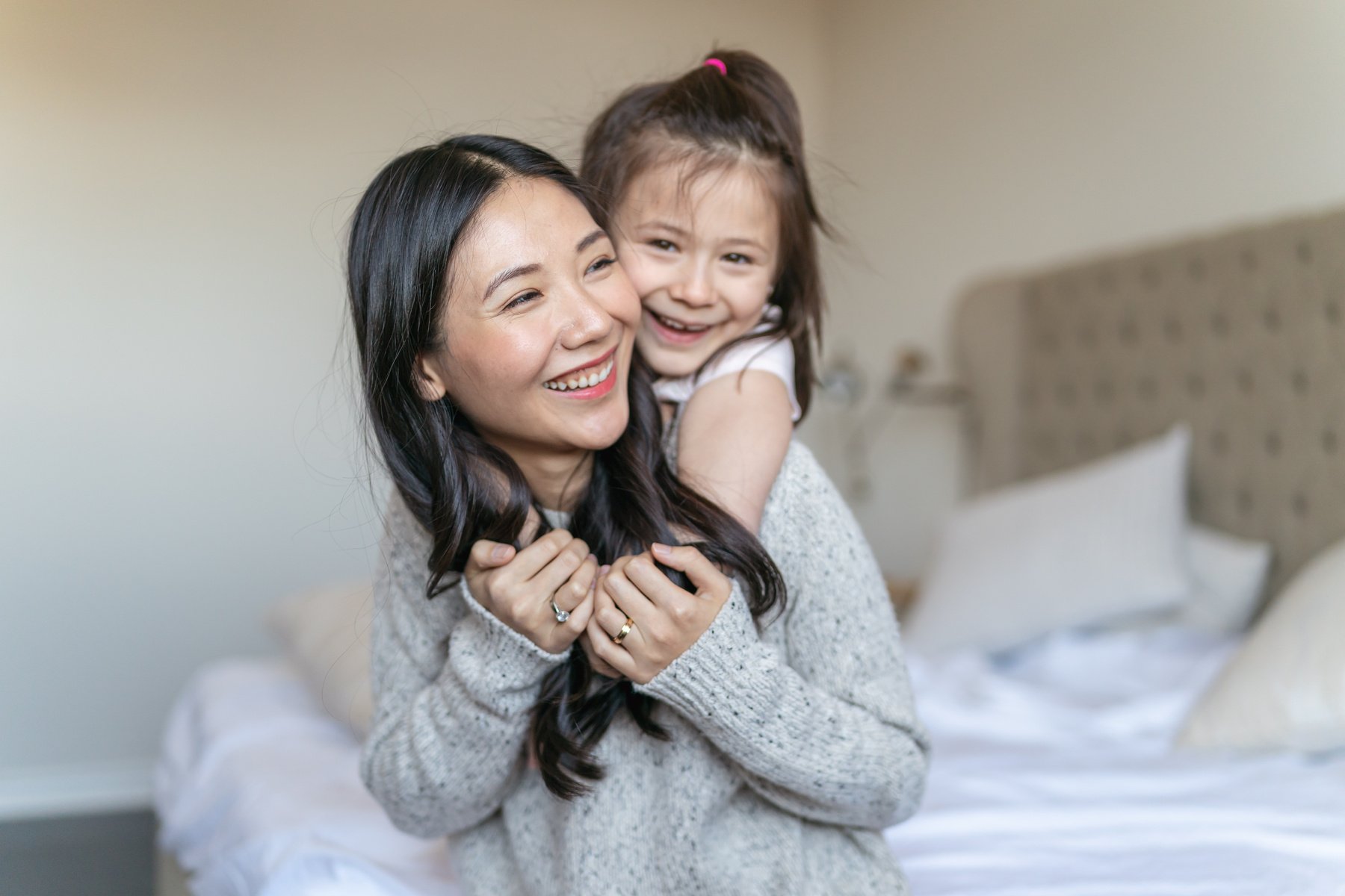 Happy Mom and Daughter